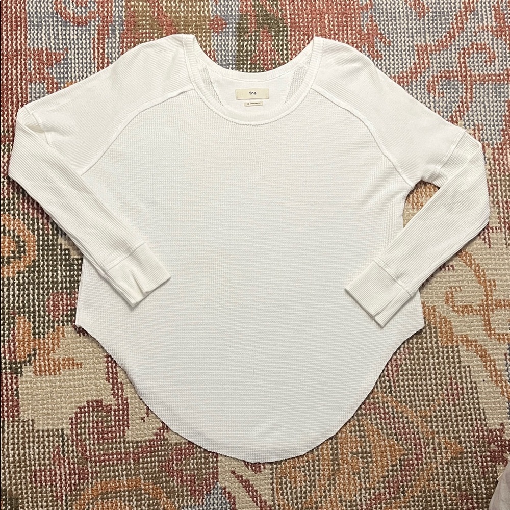 Tna (Talula National Athletics) White Thermal Knit Long Sleeve Top– XS | EUC